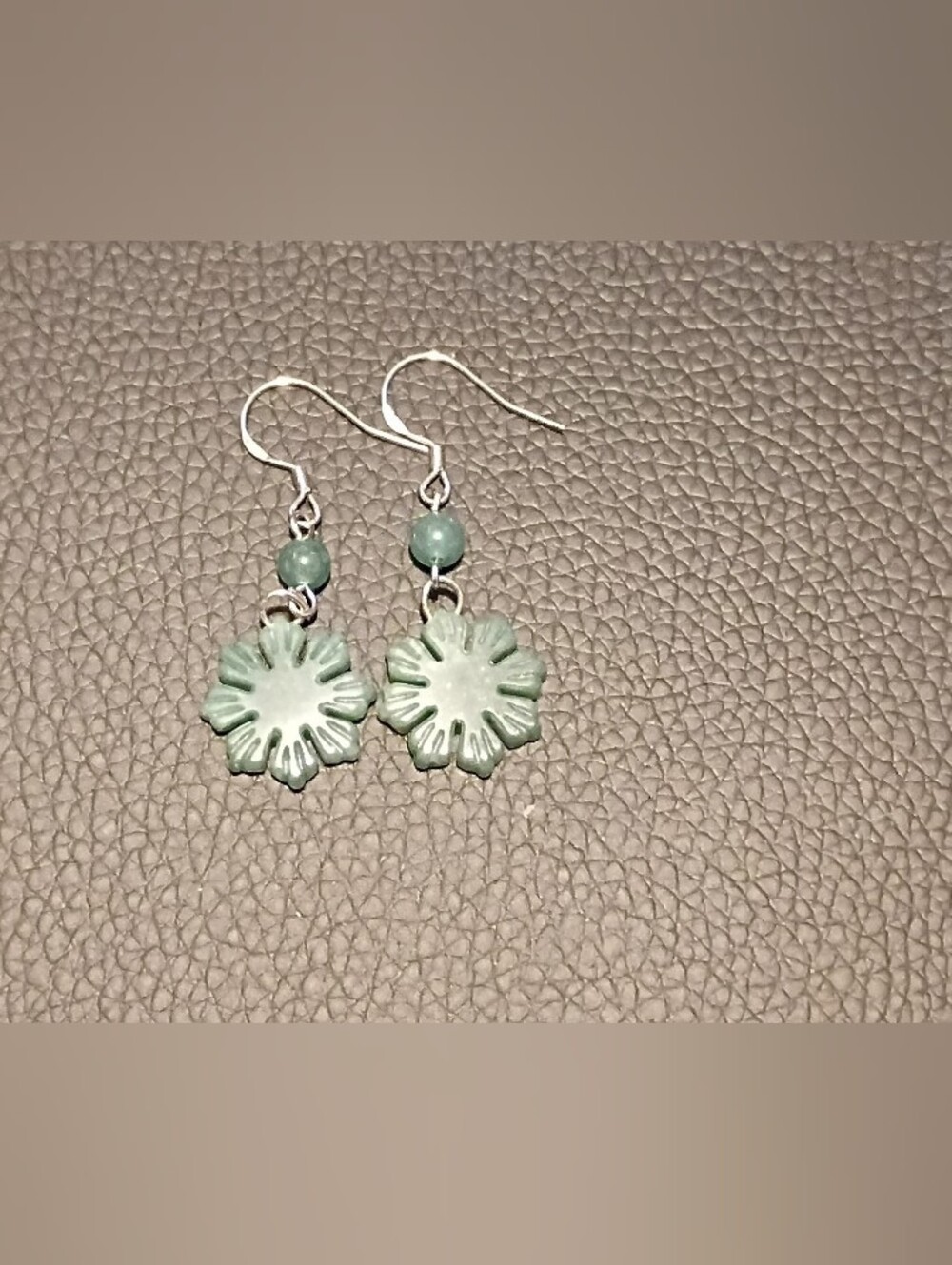 CERTIFIED Grade A Natural Jadeite Oil Green Flower Earrings S925 Silver